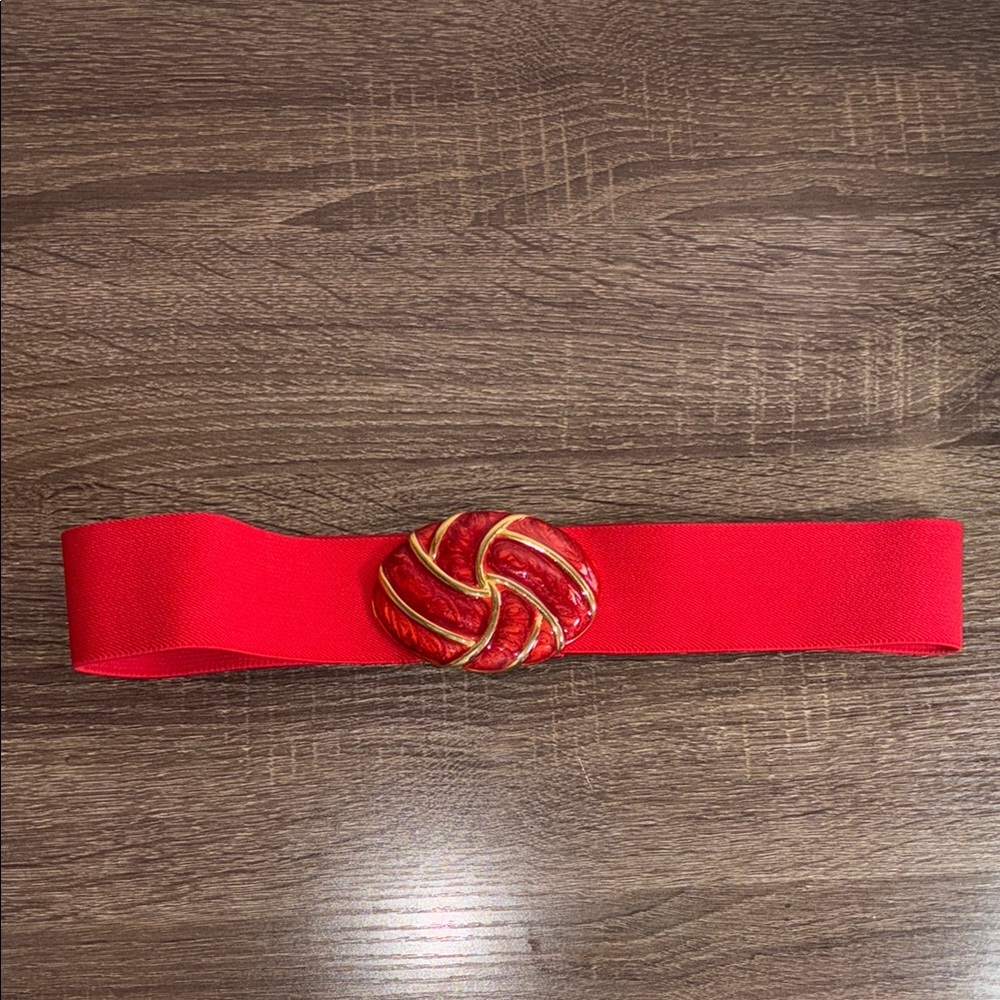 Vintage 80’s  Day-Lor Elegant Red Belt with Gold Accents